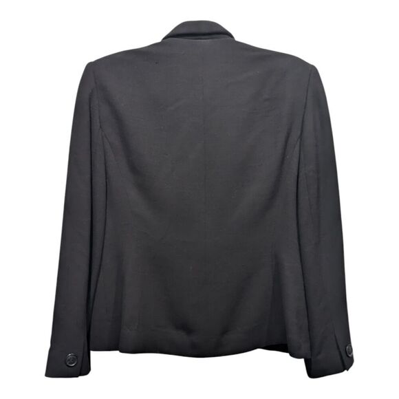 Lafayette 148 Black Wool Blend Ruffle Pleat Collar Office Blazer Jacket, 6P - Picture 4 of 7
